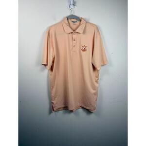 Peter Millar Summer Comfort Short Sleeve Striped Golf Polo Shirt Men's L Orange